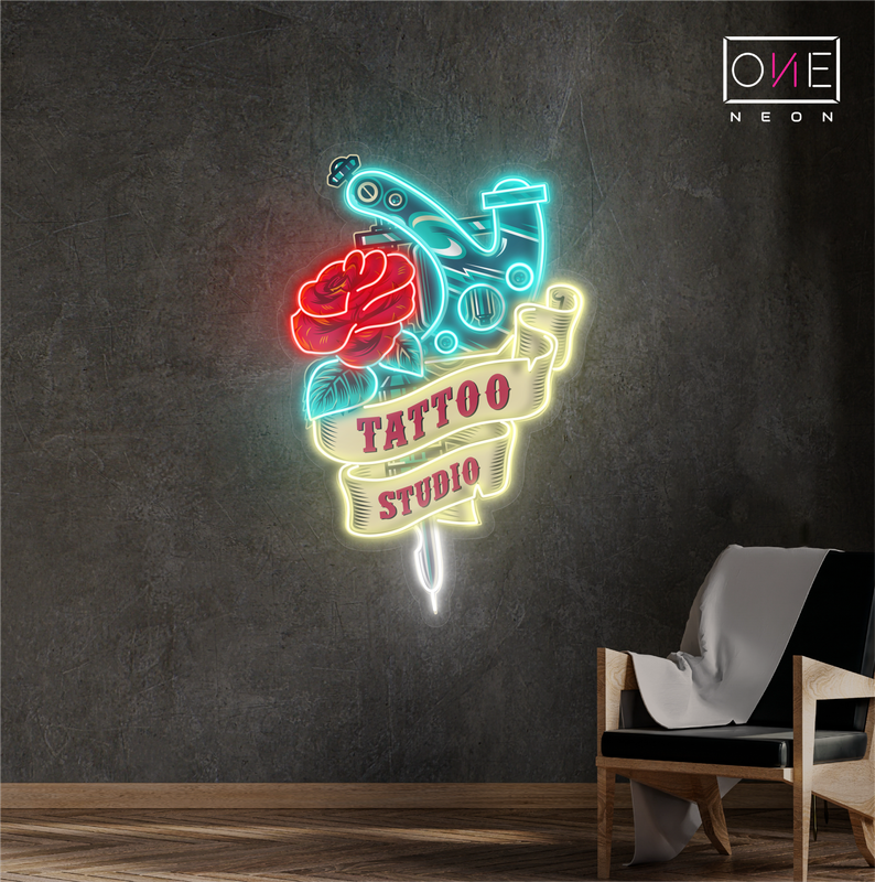 Enseigne néon LED Motif rose tatouage