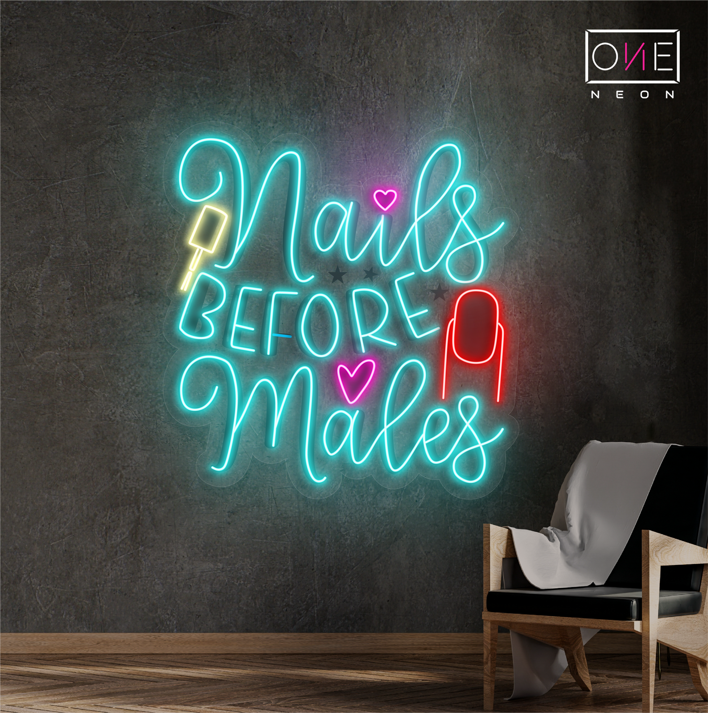 Enseigne néon LED "Nails Before Males"