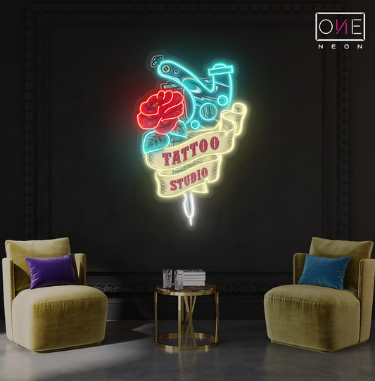 Enseigne néon LED Motif rose tatouage