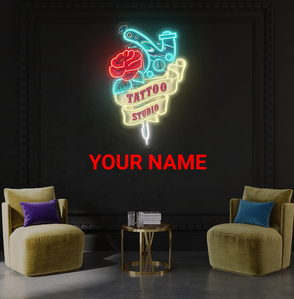 Enseigne néon LED Motif rose tatouage