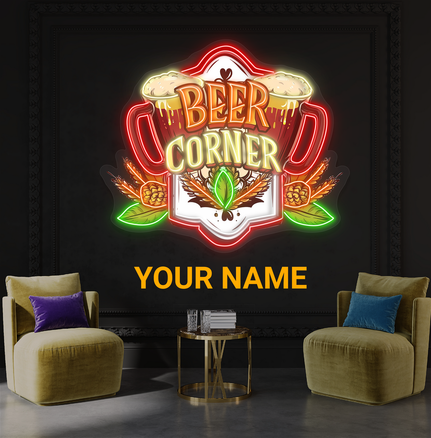 Enseigne lumineuse LED néon Coin Bière