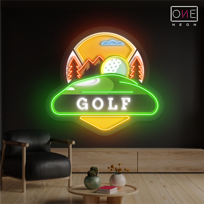 Enseigne néon LED Motif de golf en montagne