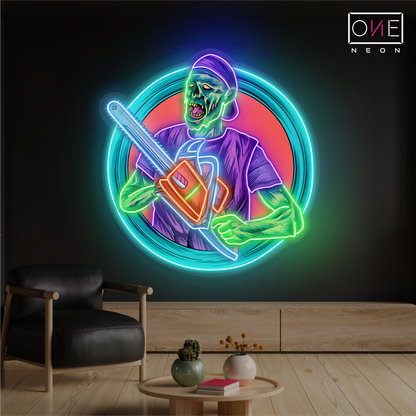 Enseigne néon LED Chainsaw Zombie Artwork