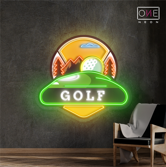 Enseigne néon LED Motif de golf en montagne