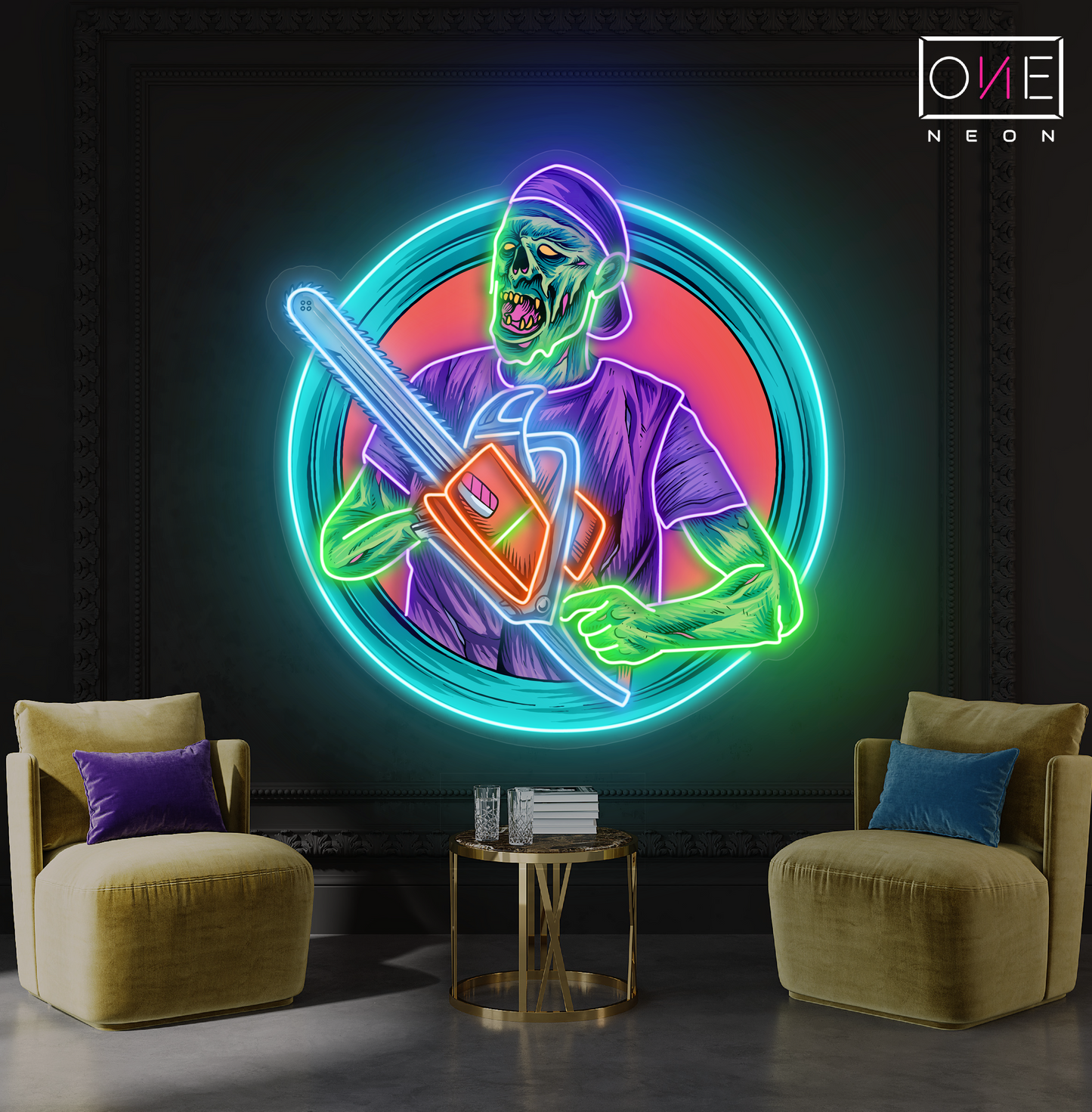 Enseigne néon LED Chainsaw Zombie Artwork