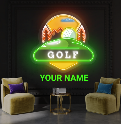 Enseigne néon LED Motif de golf en montagne