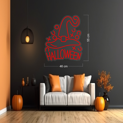 Enseigne néon LED Halloween Chapeau de sorcière