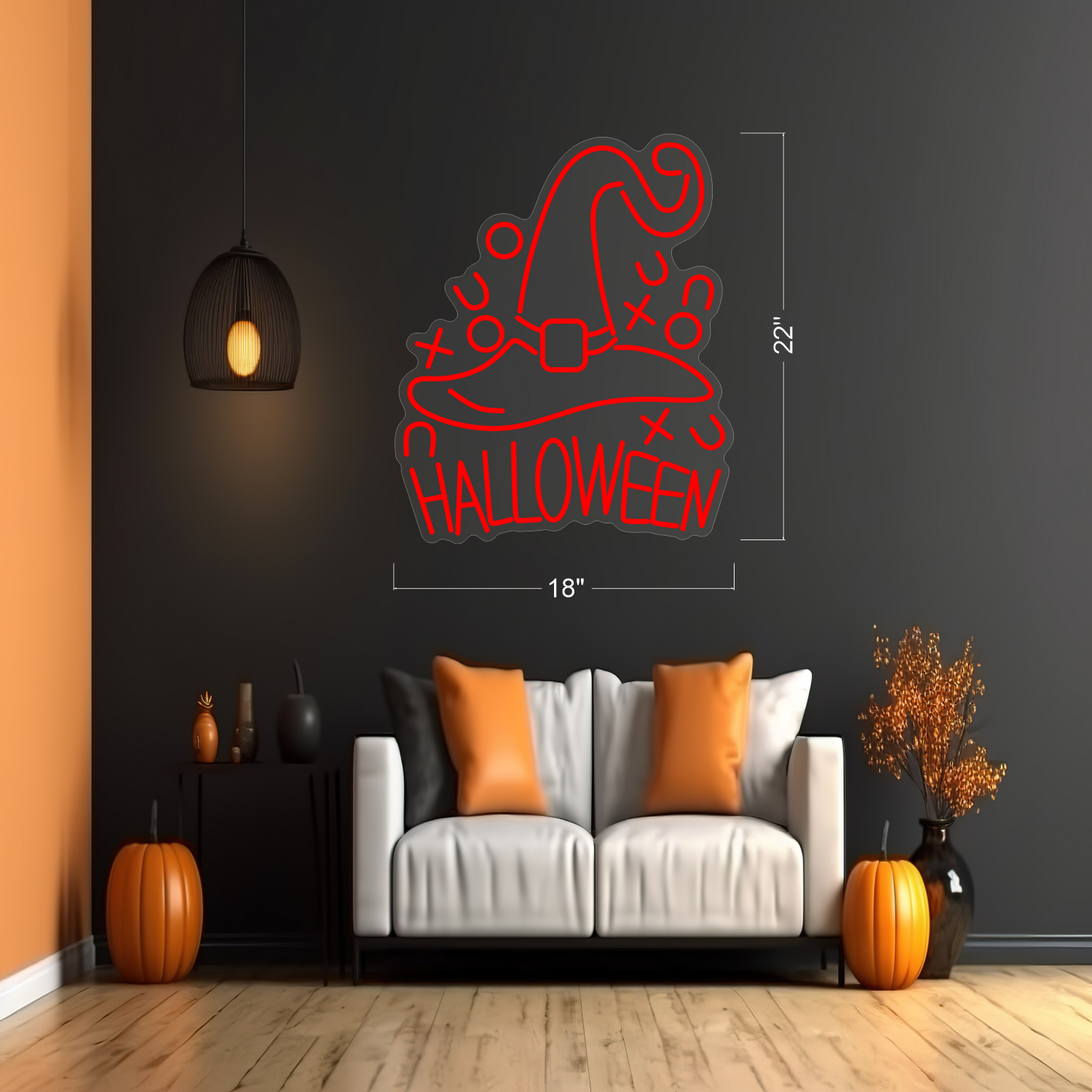 Enseigne néon LED Halloween Chapeau de sorcière