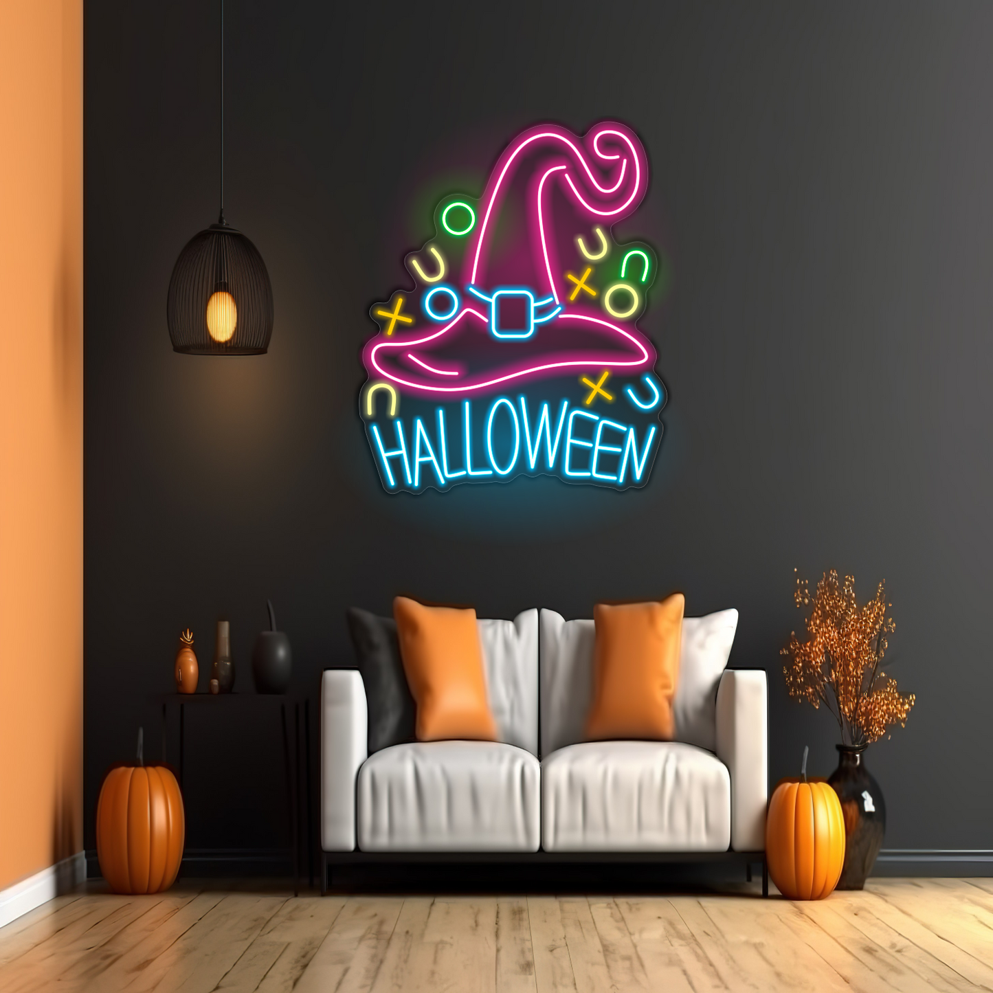 Enseigne néon LED Halloween Chapeau de sorcière
