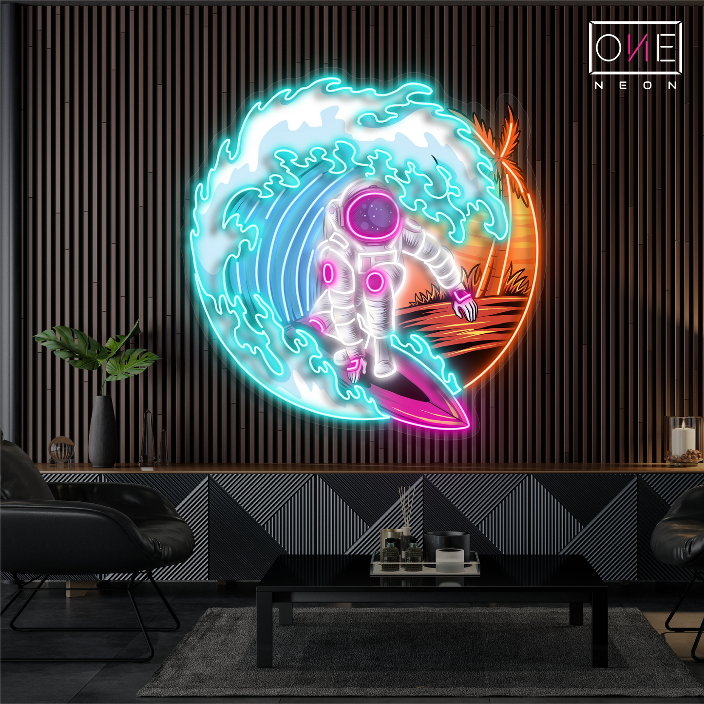 Enseigne néon LED Cosmic Surfer