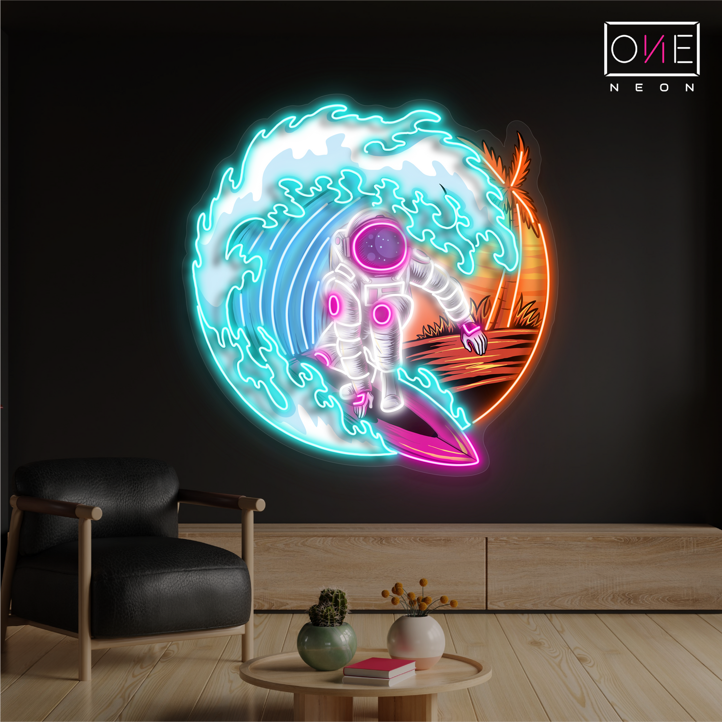 Enseigne néon LED Cosmic Surfer