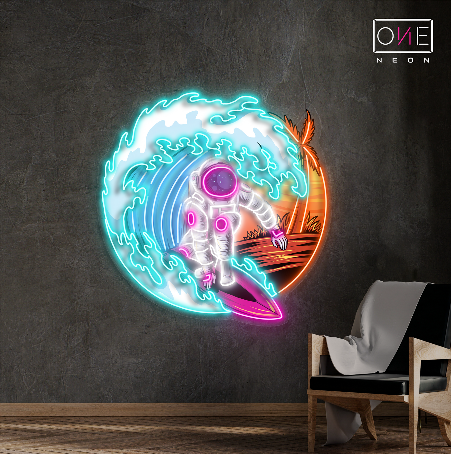 Enseigne néon LED Cosmic Surfer