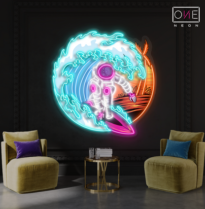 Enseigne néon LED Cosmic Surfer
