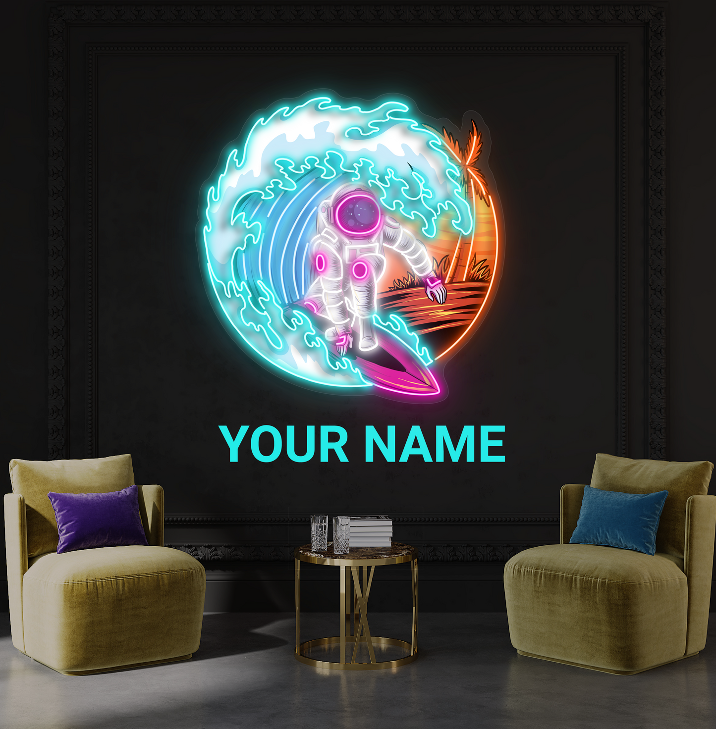 Enseigne néon LED Cosmic Surfer