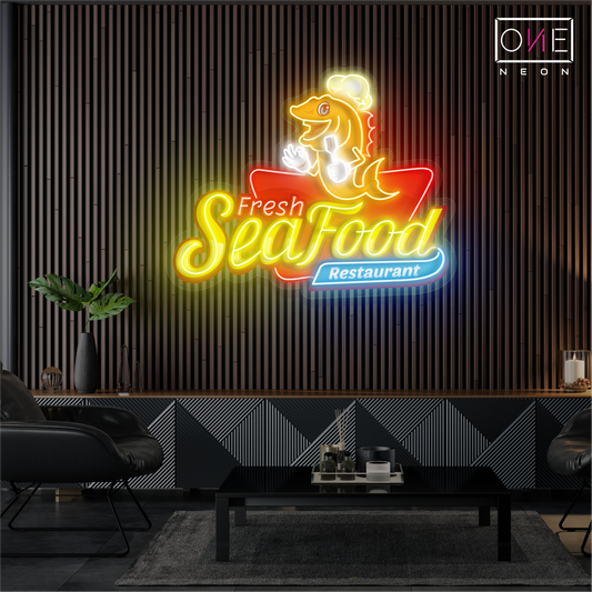 Enseigne lumineuse LED néon pour restaurant de fruits de mer