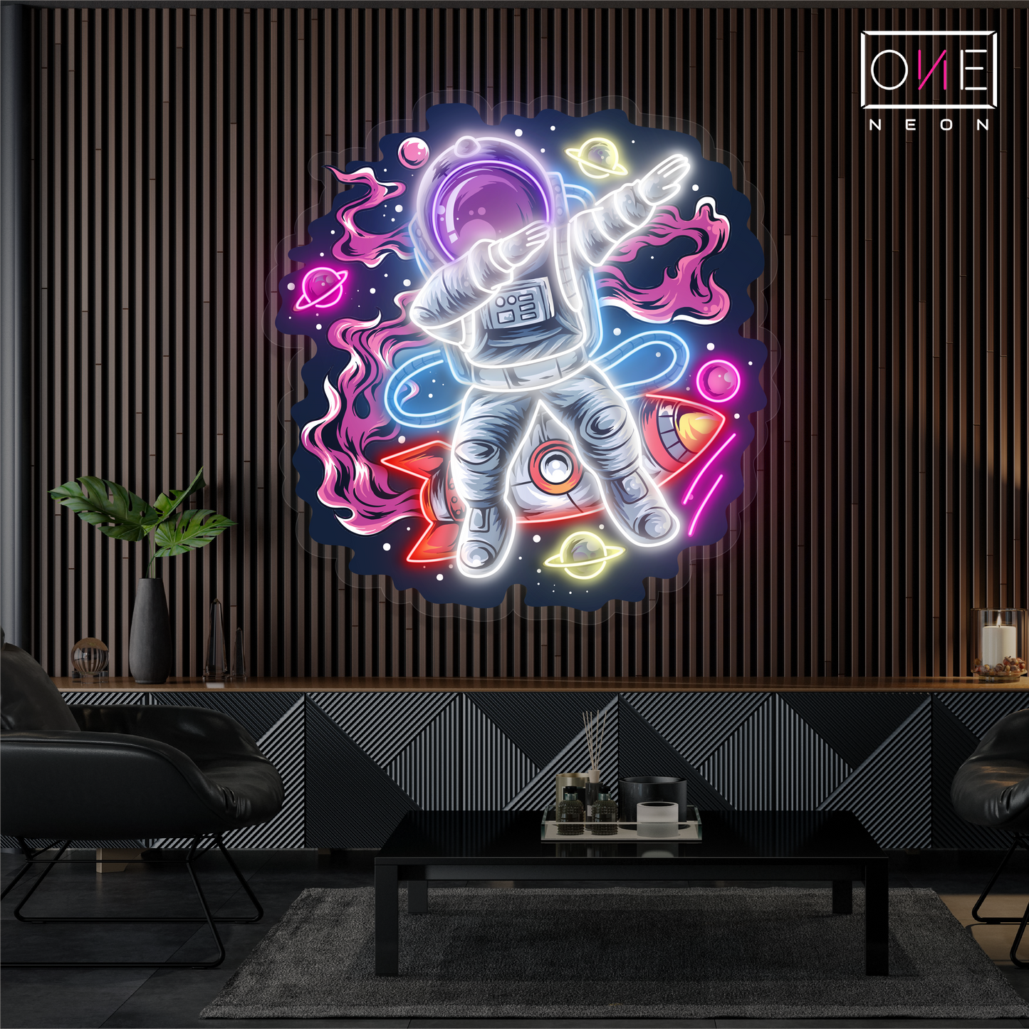 Enseigne Néon LED Artwork Astronaute Dabbing