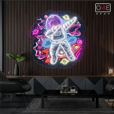 Enseigne Néon LED Artwork Astronaute Dabbing