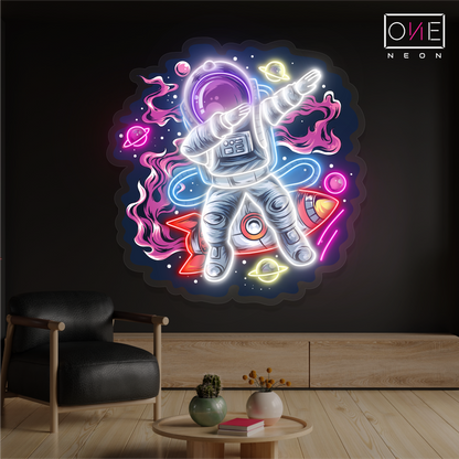 Enseigne Néon LED Artwork Astronaute Dabbing