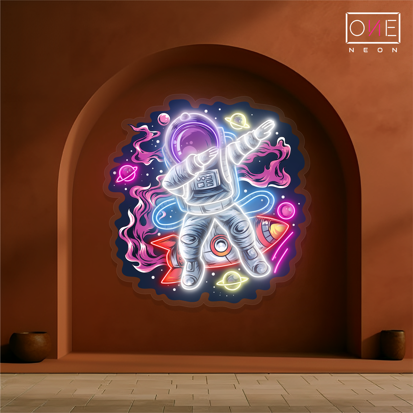 Enseigne Néon LED Artwork Astronaute Dabbing