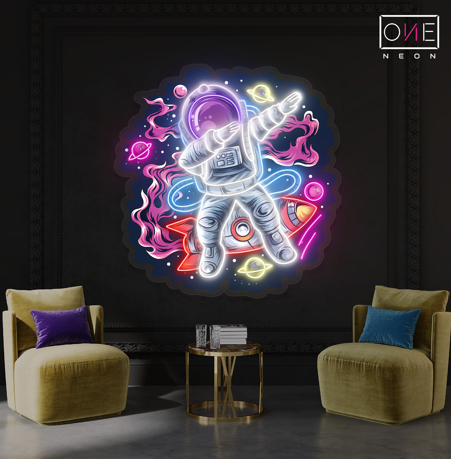 Enseigne Néon LED Artwork Astronaute Dabbing