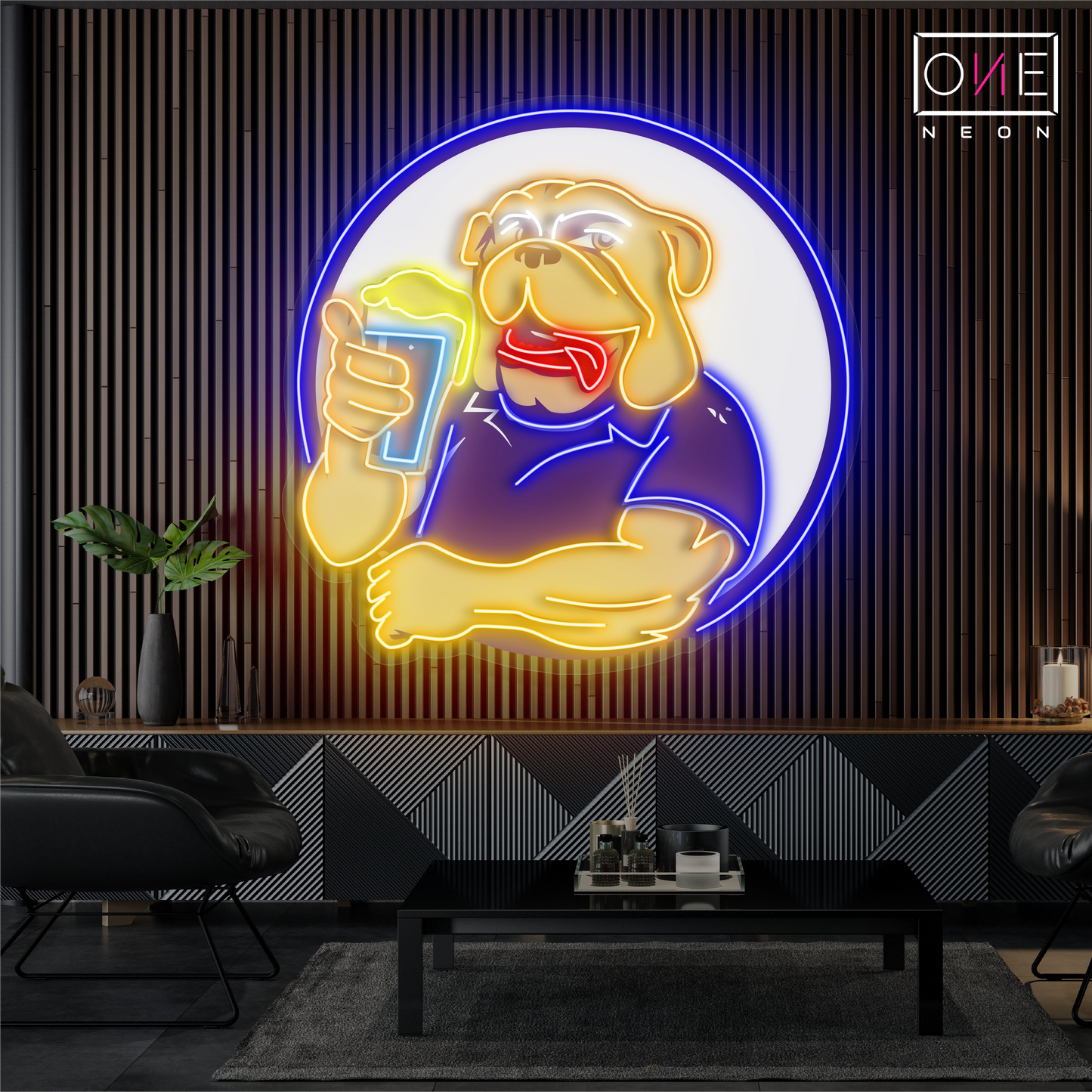 Enseigne néon LED Motif bière Bulldog