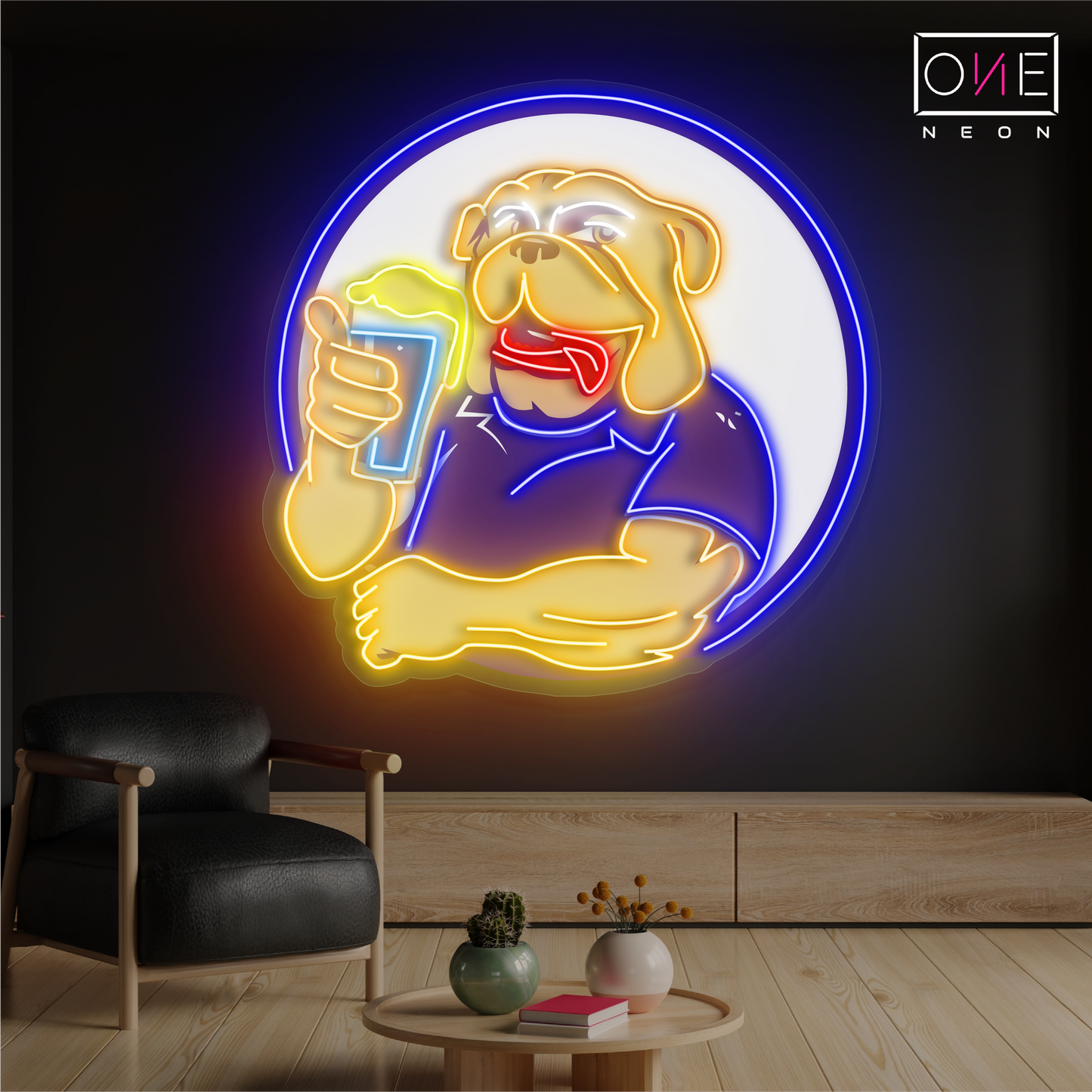 Enseigne néon LED Motif bière Bulldog