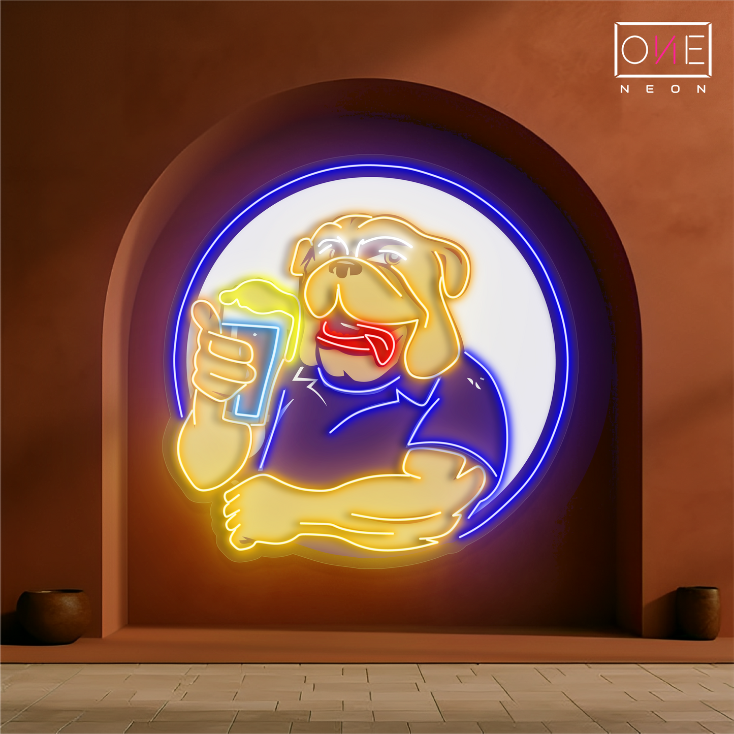 Enseigne néon LED Motif bière Bulldog