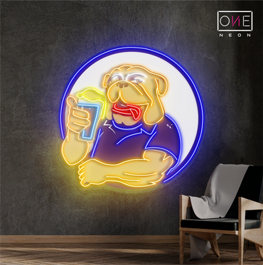 Enseigne néon LED Motif bière Bulldog