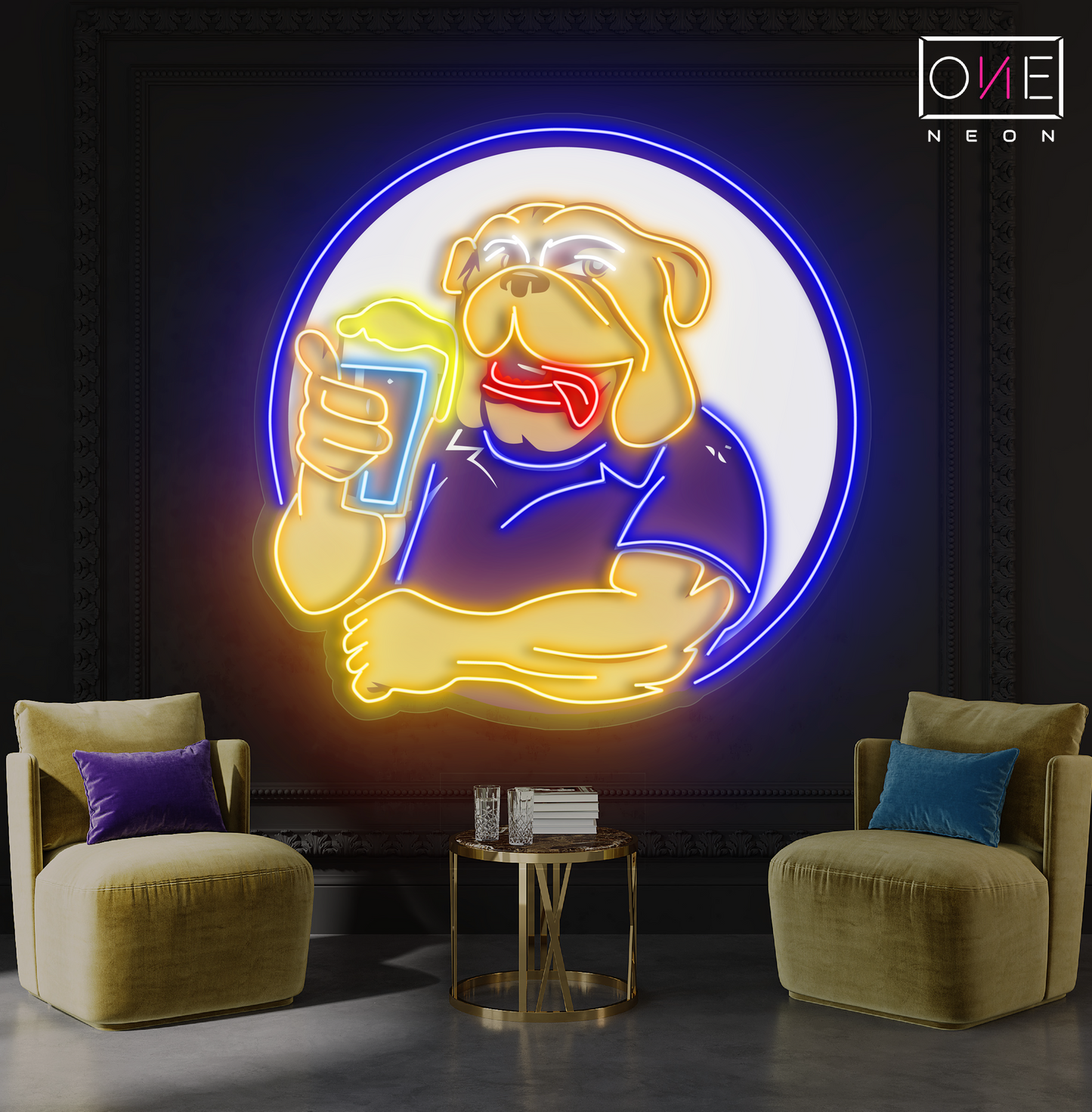 Enseigne néon LED Motif bière Bulldog