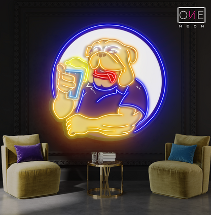 Enseigne néon LED Motif bière Bulldog