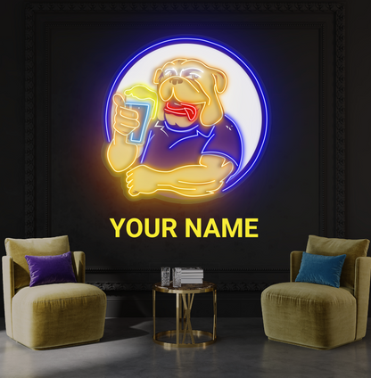 Enseigne néon LED Motif bière Bulldog