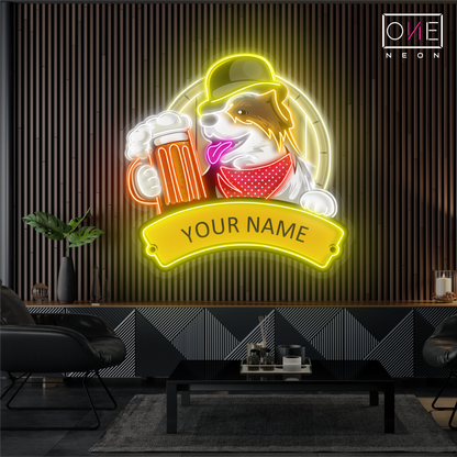 Enseigne néon LED œuvre d'art Pup's Pub