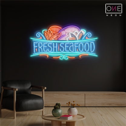 Enseigne néon LED Fruits de Mer Frais