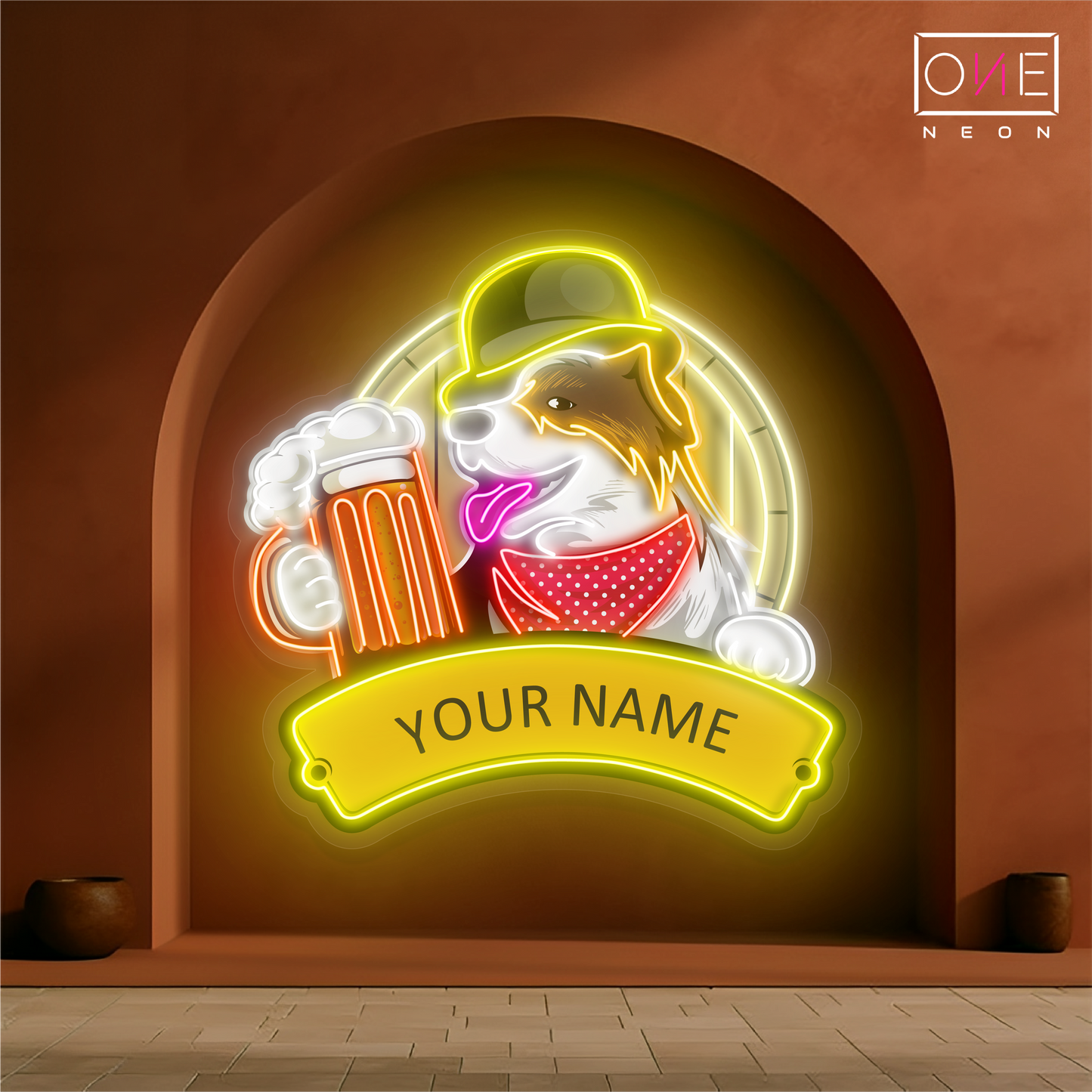 Enseigne néon LED œuvre d'art Pup's Pub