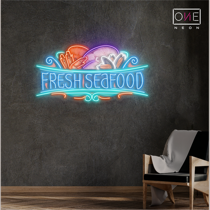 Enseigne néon LED Fruits de Mer Frais