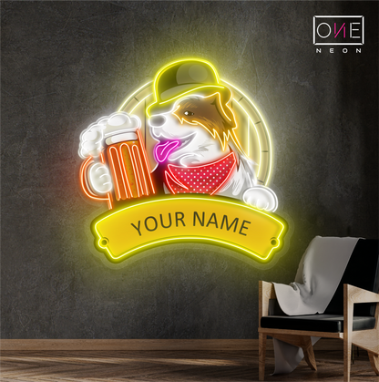 Enseigne néon LED œuvre d'art Pup's Pub