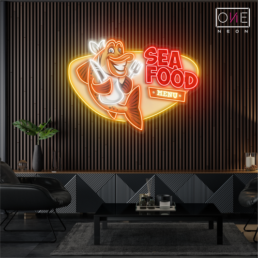 Enseigne néon LED artistique de fruits de mer