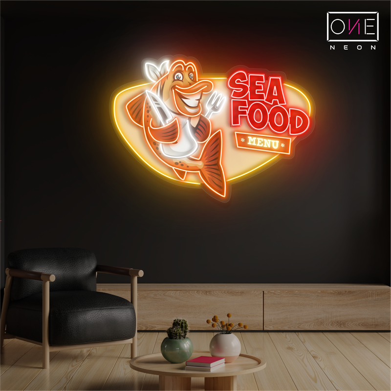 Enseigne néon LED artistique de fruits de mer