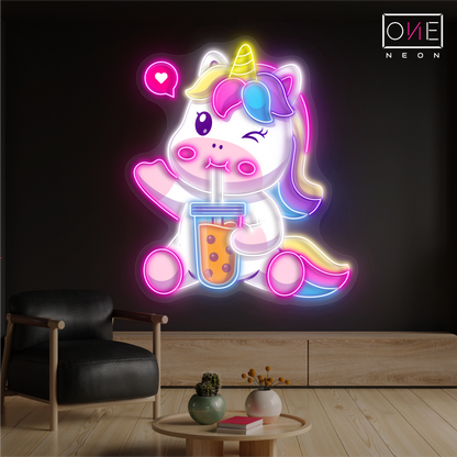 Enseigne néon LED licorne Bubble Tea