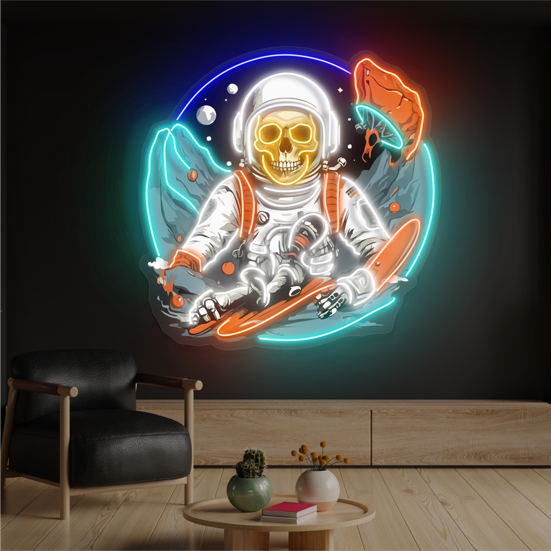 Enseigne néon LED décorative "Crâne Spatial Surfeur"