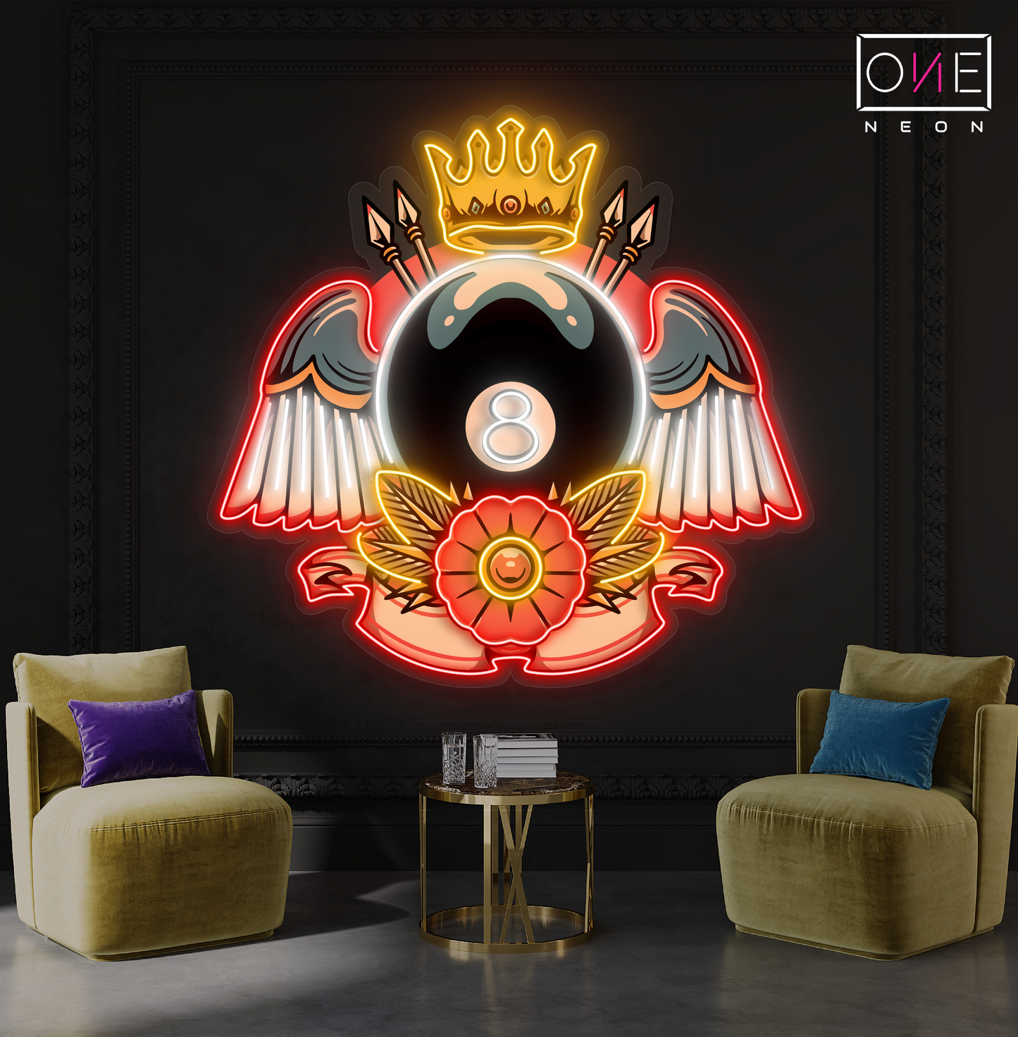 Enseigne lumineuse LED néon Queen Billiard Artwork
