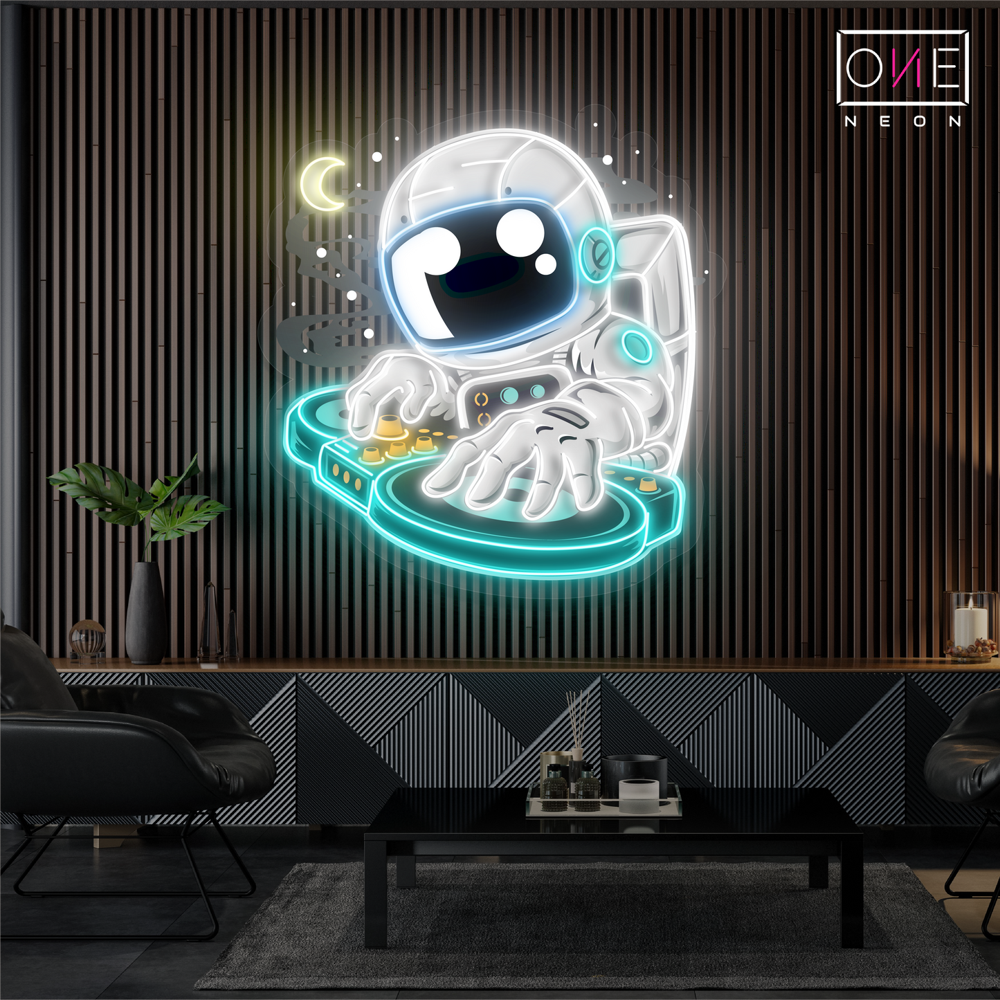 Enseigne néon LED Astronaute DJ Artwork