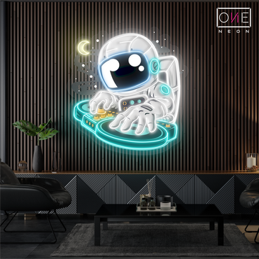 Enseigne néon LED Astronaute DJ Artwork