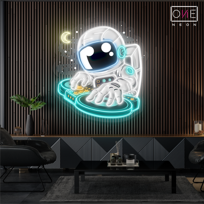 Enseigne néon LED Astronaute DJ Artwork