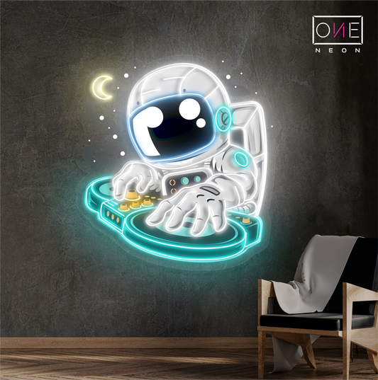 Enseigne néon LED Astronaute DJ Artwork