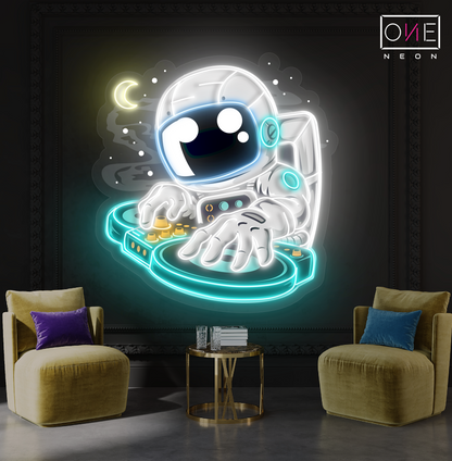 Enseigne néon LED Astronaute DJ Artwork
