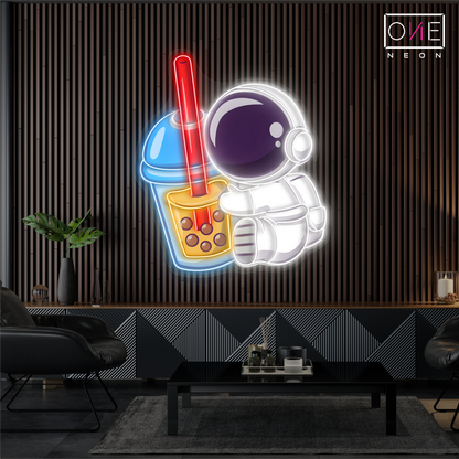 Enseigne LED néon Boba Astronaut Artwork