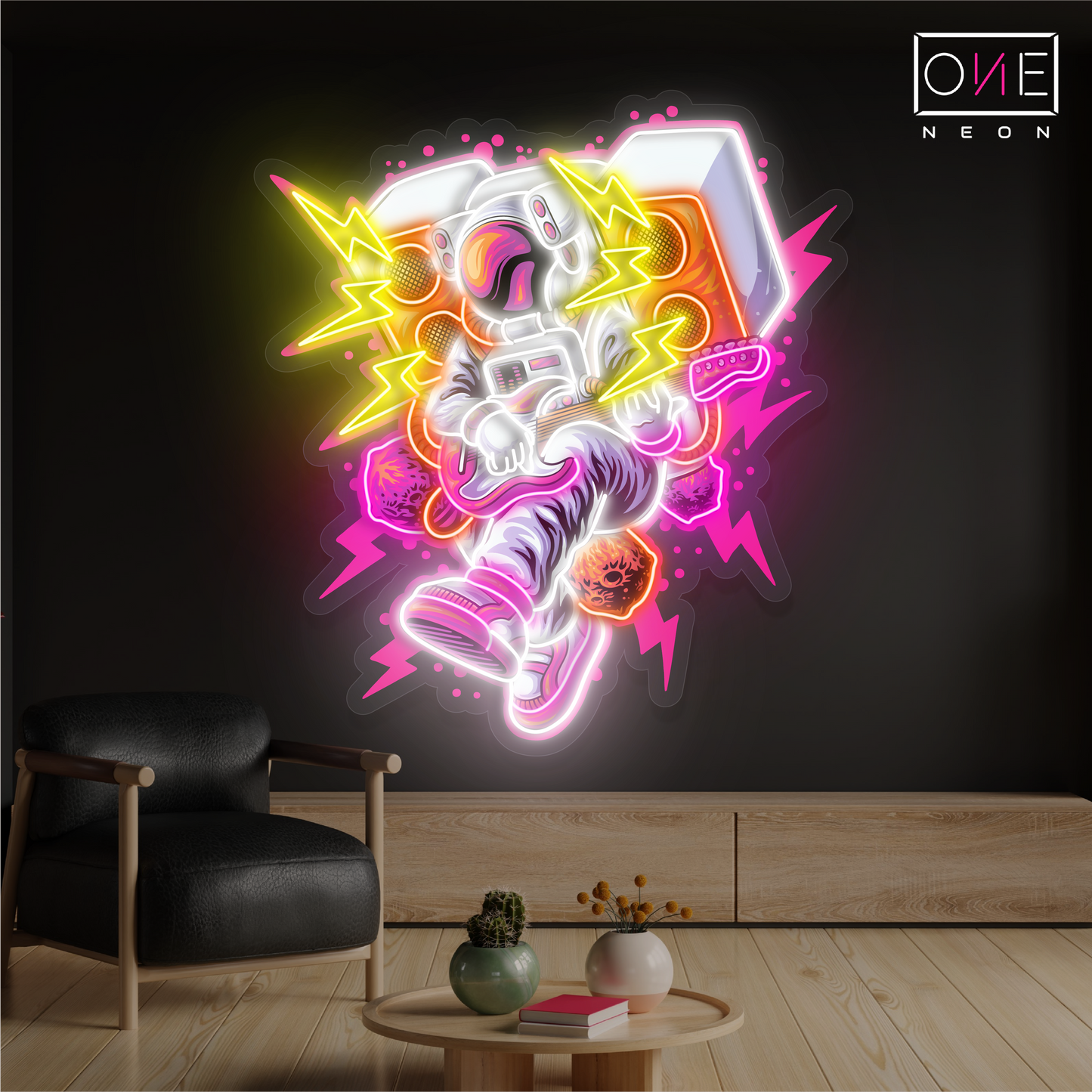 Enseigne néon LED murale - Musique Astronautique