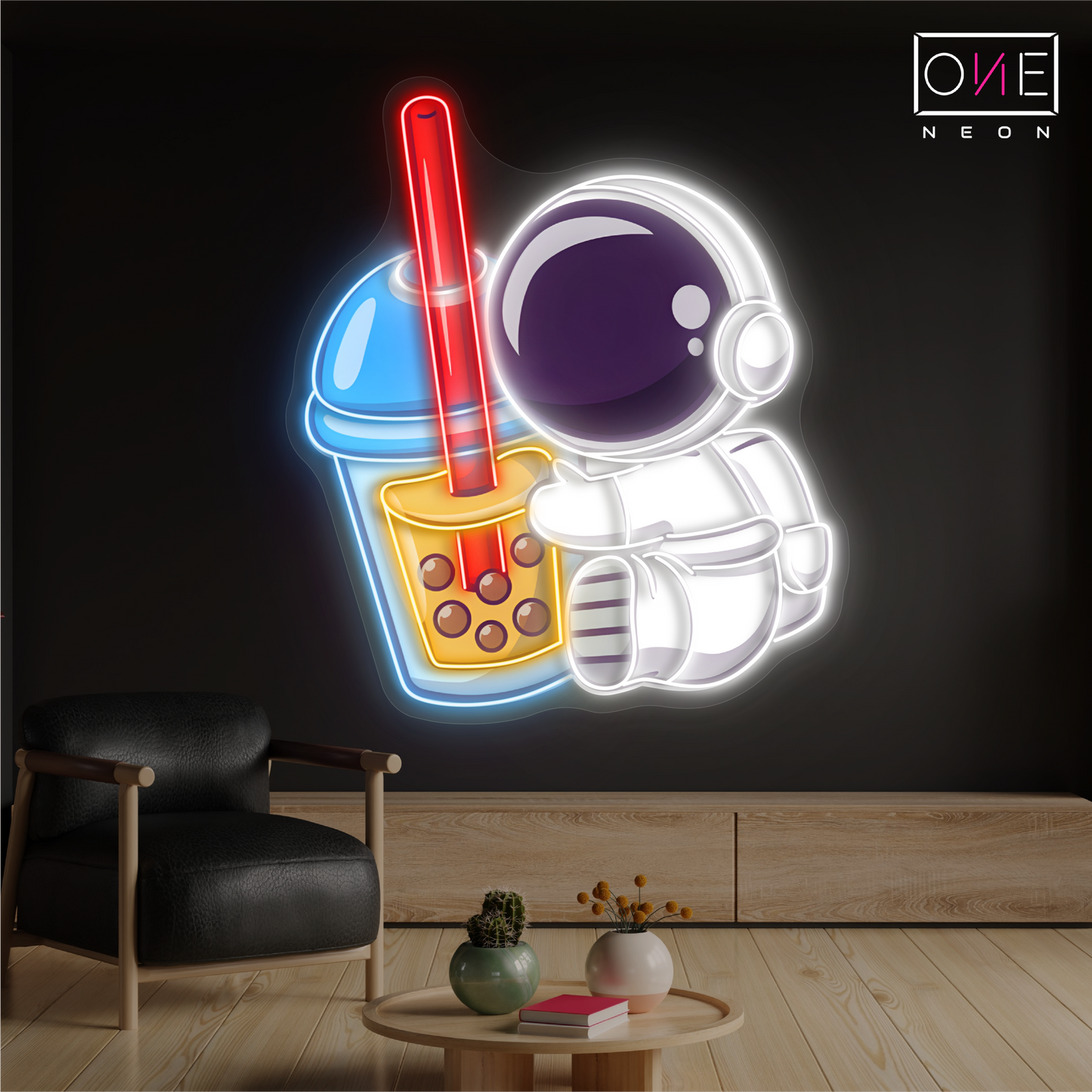 Enseigne LED néon Boba Astronaut Artwork
