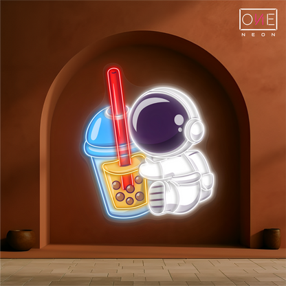 Enseigne LED néon Boba Astronaut Artwork